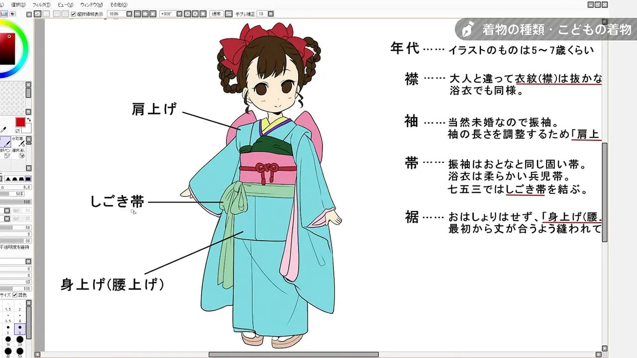 着物の描き方講座 お絵かき講座パルミー 着物の描き方講座 お絵かき講座パルミー