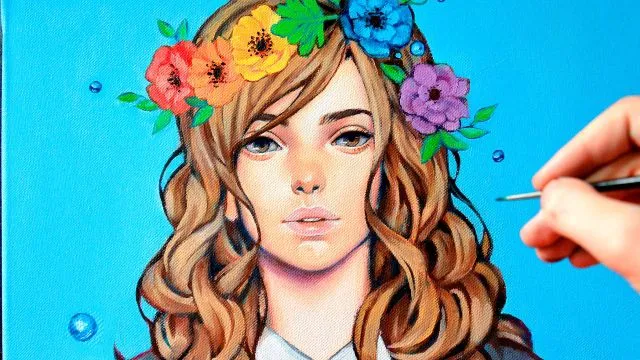 油彩で描く!花冠のイラストメイキング