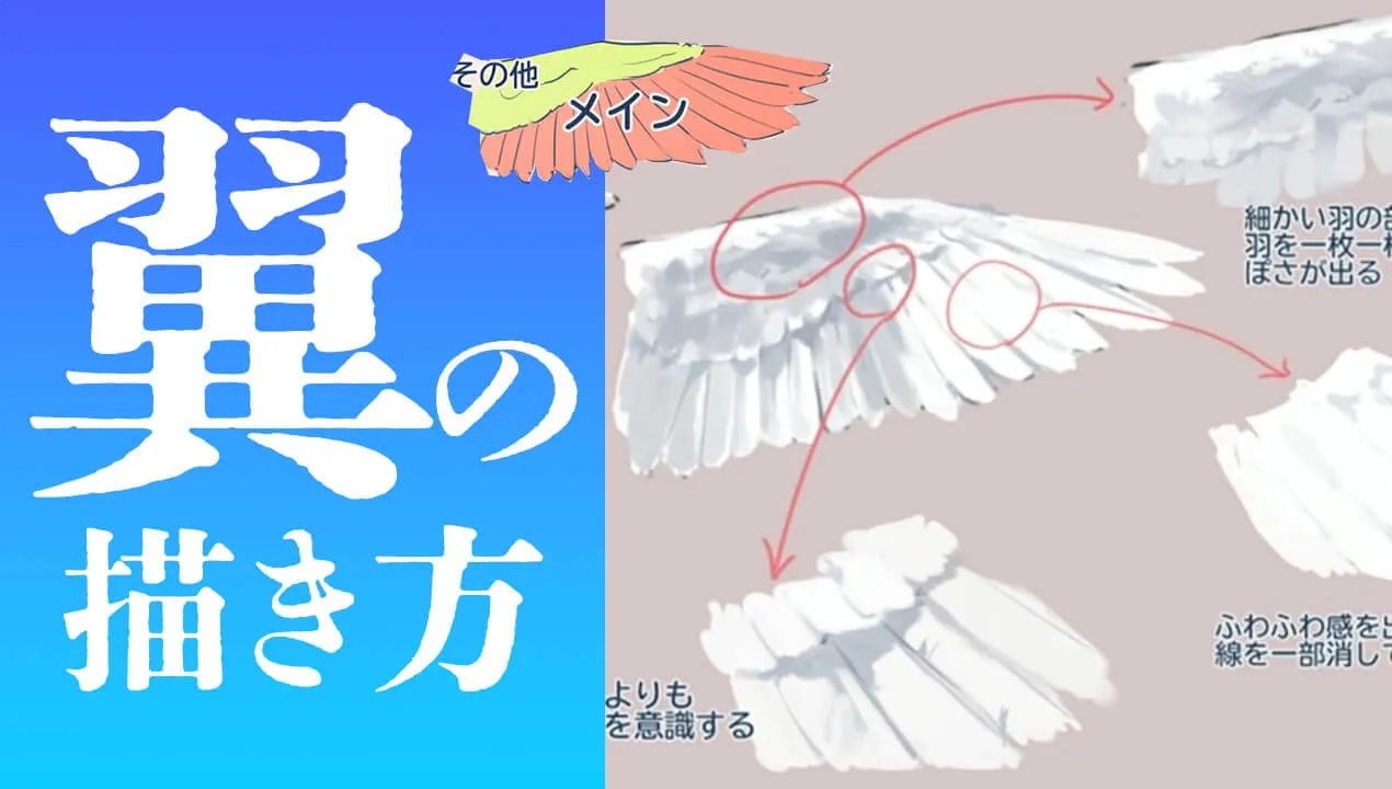 翼の描き方をイラスト解説。天使や悪魔のキャラクター、装飾にもオススメ